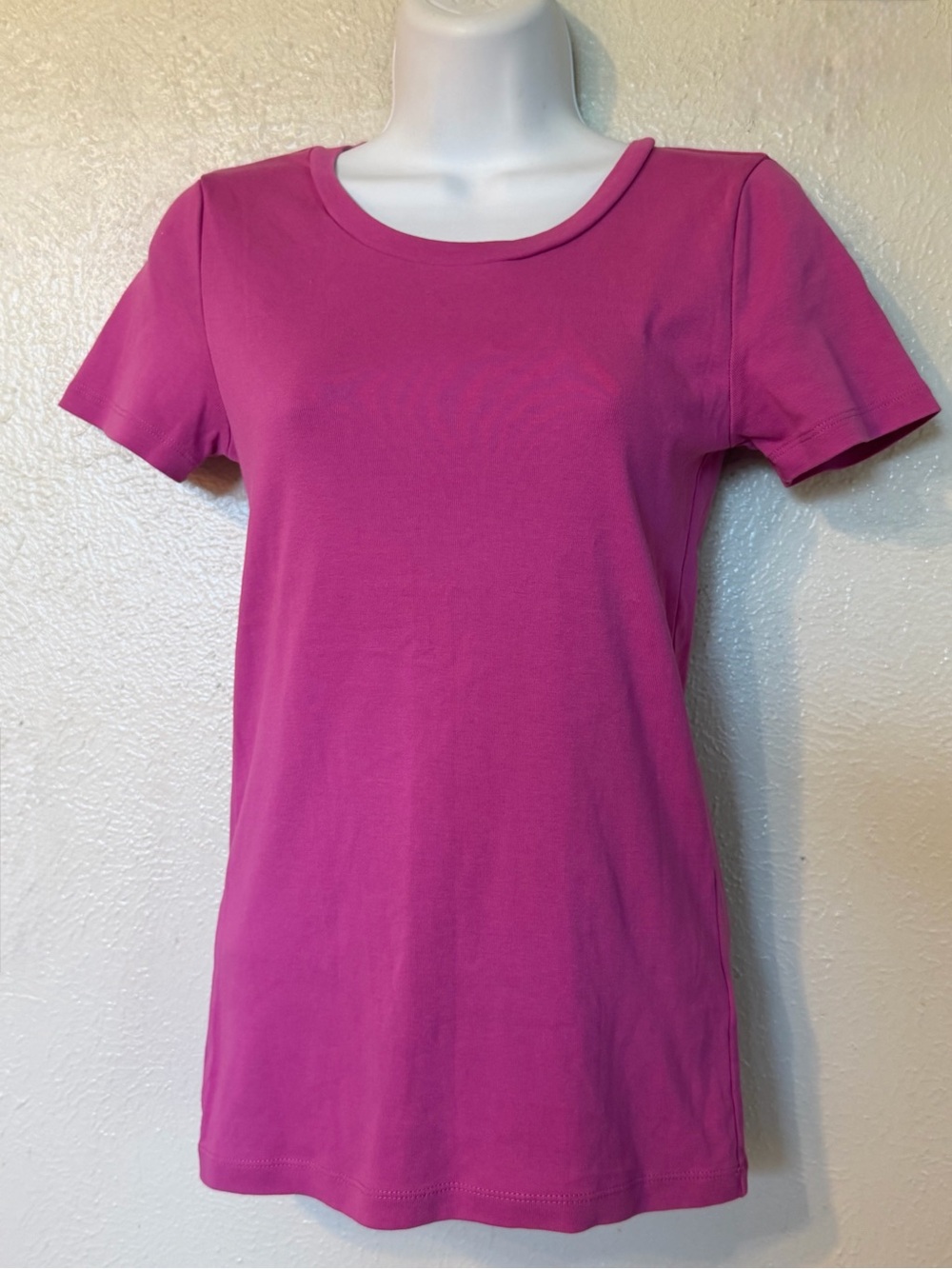 J. Crew Perfect Fit Crew Neck Ringer Tee T-Shirt in Fuchsia Pink Sz S NEW